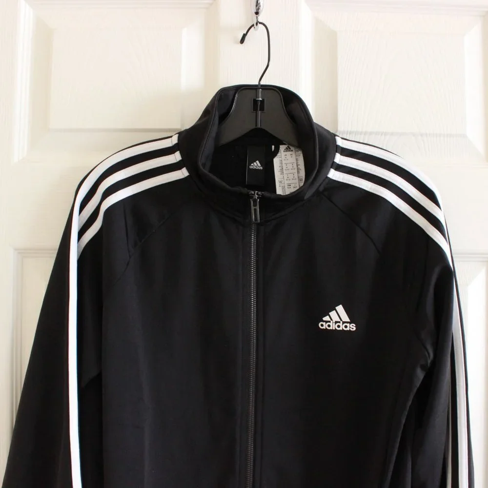 Adidas Kid's Black & White Zip-Up Stripe Jacket